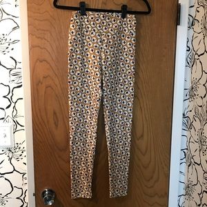LuLaRoe onesize leggings, mustard yellow & blue